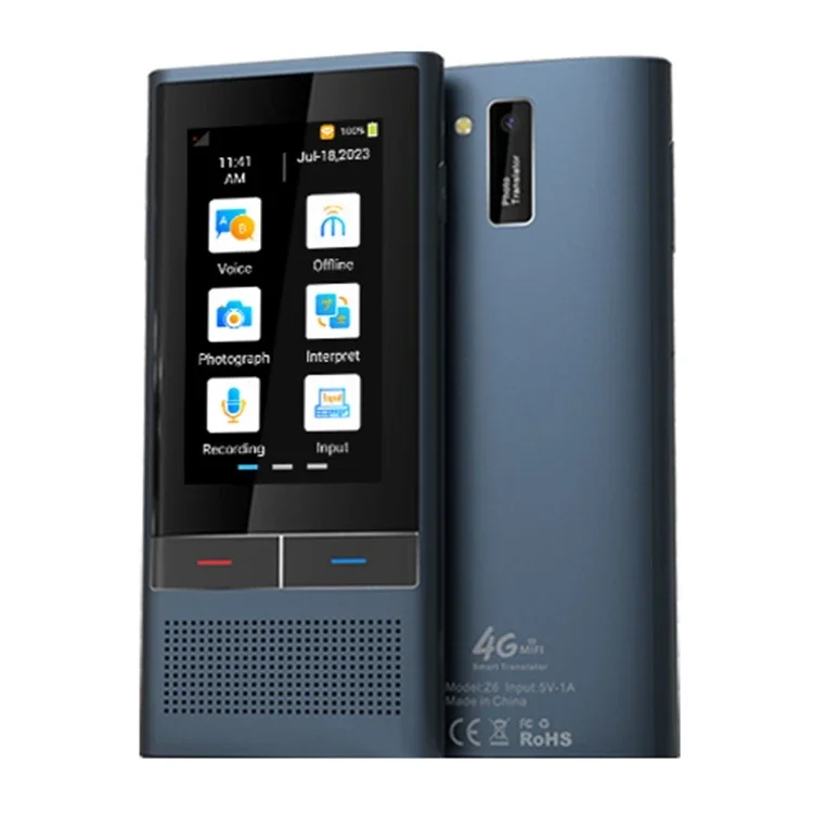 2025 Z6 4G Version 3.1 Inch Screen 1GB+16GB 138 Languages Translation AI Smart Voice Translator for Business Travel
