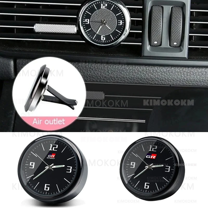 

For Toyota GR Sport Corolla Yaris Hilux Agyo Rav4 Camry GR Car Auto Parts Mini Car Clock Air Vent Dashboard Decorative Sticker