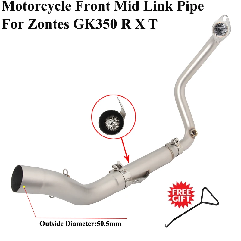 

Надевается для Zontes GK350 GK 350 R X T, выхлопная система мотоцикла, передняя средняя труба, глушитель из нержавеющей стали 51 мм