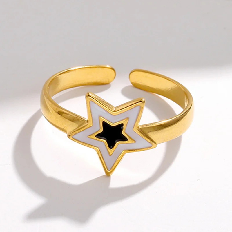 Vintage Punk Irregular Hollow Star Metal Open Rings for Women Fashion Statement Gothic Adjustable Couple Rings Y2K Wed Jewelry