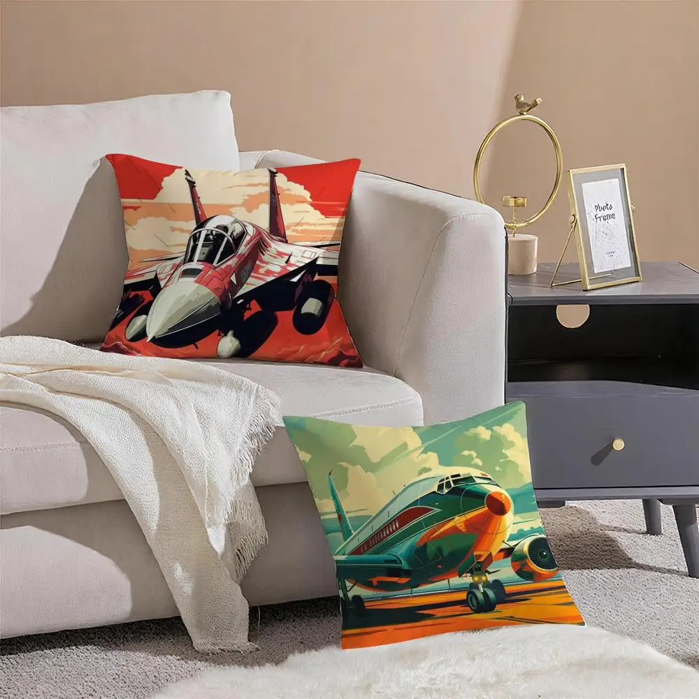 غطاء وسادة رائع على شكل طائرة على شكل طائرة، غطاء وسادة أريكة حريري قصير من القطيفة مع سحاب غير مرئي مقاوم للغبار لديكور المنزل