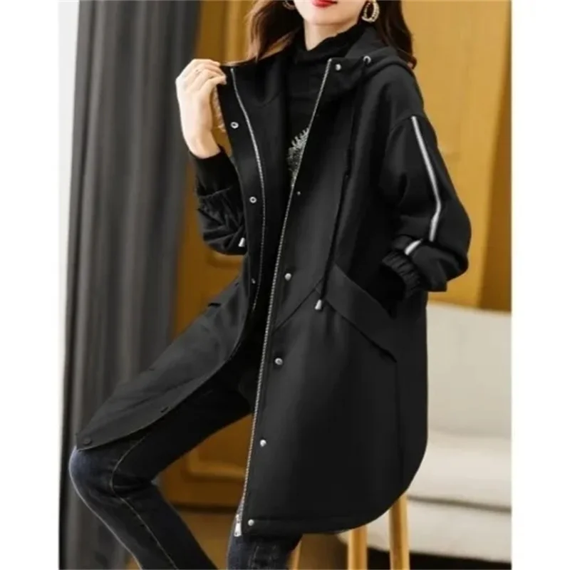 2024 Female Hooded Large Size 4XL Puffer Coat Women Long Sleeves Down Cotton Jacket Winter Ladies Work Clothes Parkas Outwear