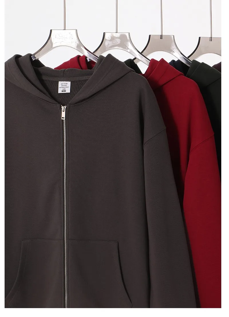 

2025 AW 420GSM Heavyweight French Terry Zip Up Hoodie Unisex Oversized Drop Shoulder Solid Color Casual Streetwear