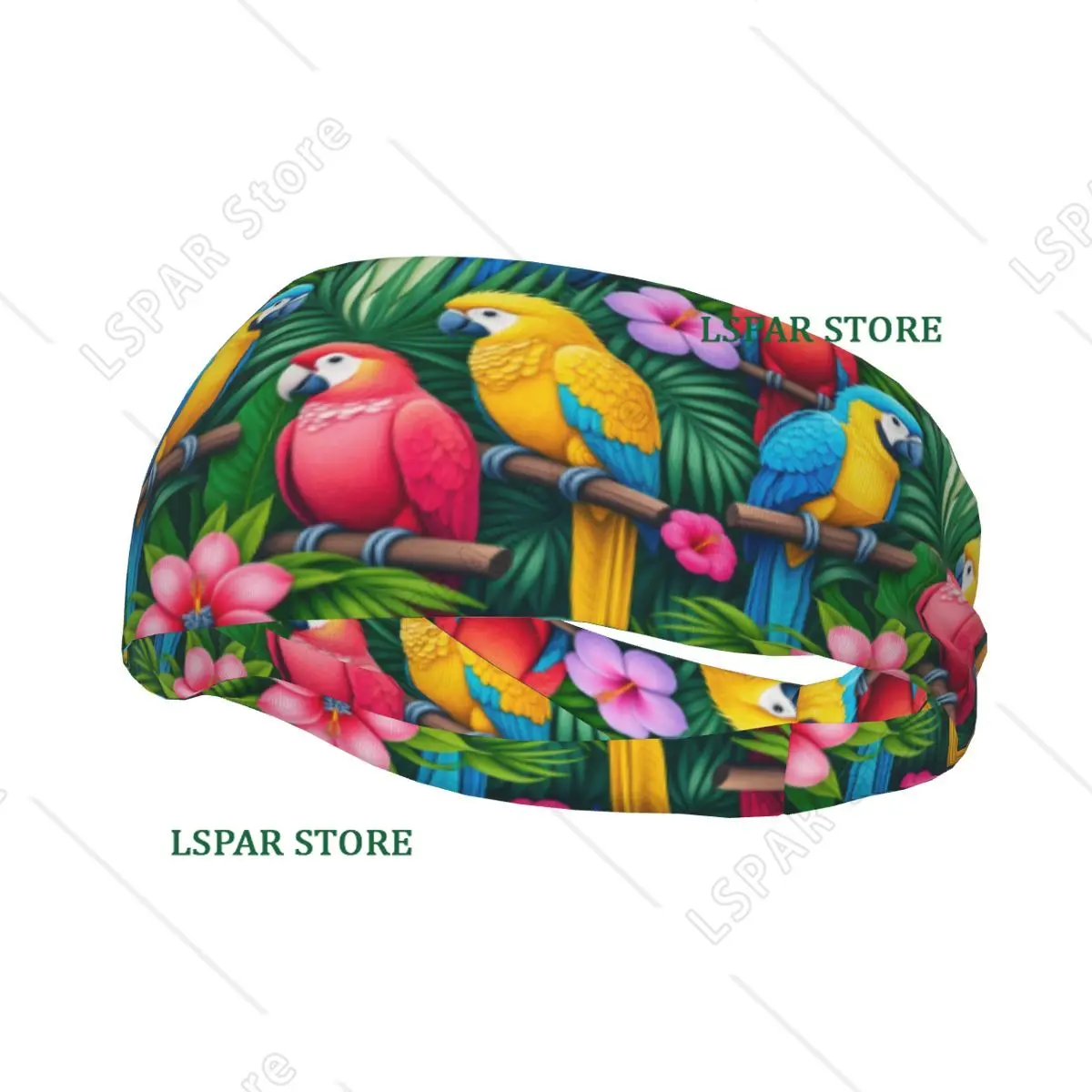 

Sports Headband Portable Hair Band Tropical Parrot And Flowers Hair Wrap Brace Running Exercising Sweatband