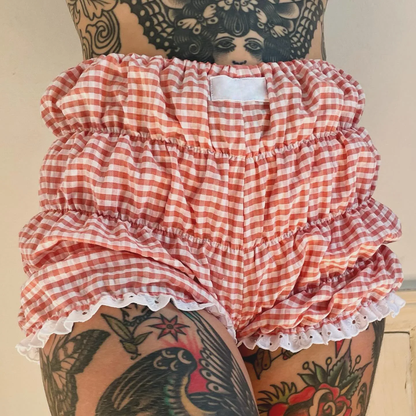 Boxer smocké taille haute élastique pour femme, imprimé à carreaux, bloomers, costume de cosplay Lolita, short Y2K, streetwear vintage