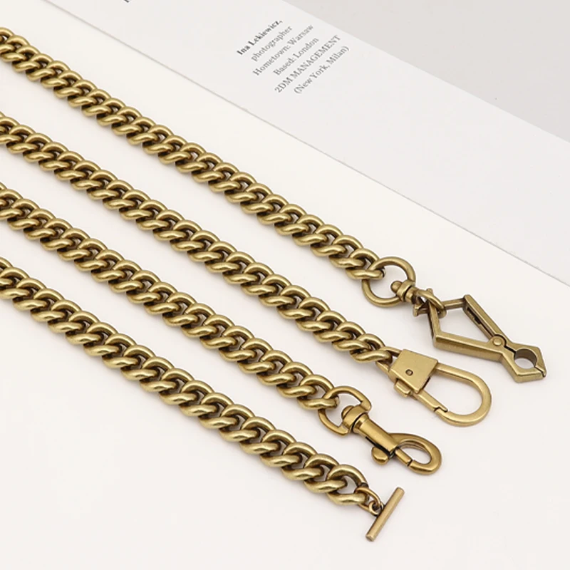 Classic Women Bag Chain 1.3cm Metal Chain Purse Clasp DIY Clutch Light Weigth Parts Handbag Handle Old Gold Color High Quality