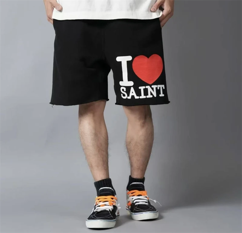 Summer SAINT Mx6 SS26 American Vintage Letter Love Printed Street Casual Shorts Cotton Men's Loose Trendy Comfortable Sports
