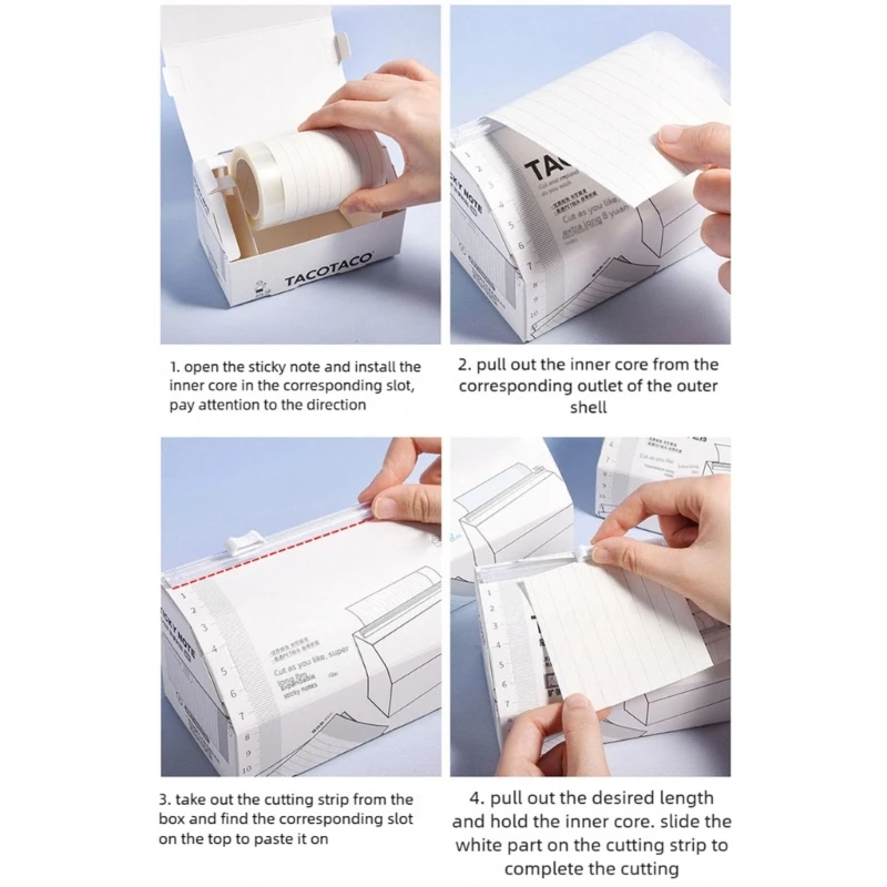  Desktop Adhesive Note Memo Pad 8.74yard Long Adhesive Note Paper with Built in Safety Cutter for Journal Notebook Wall