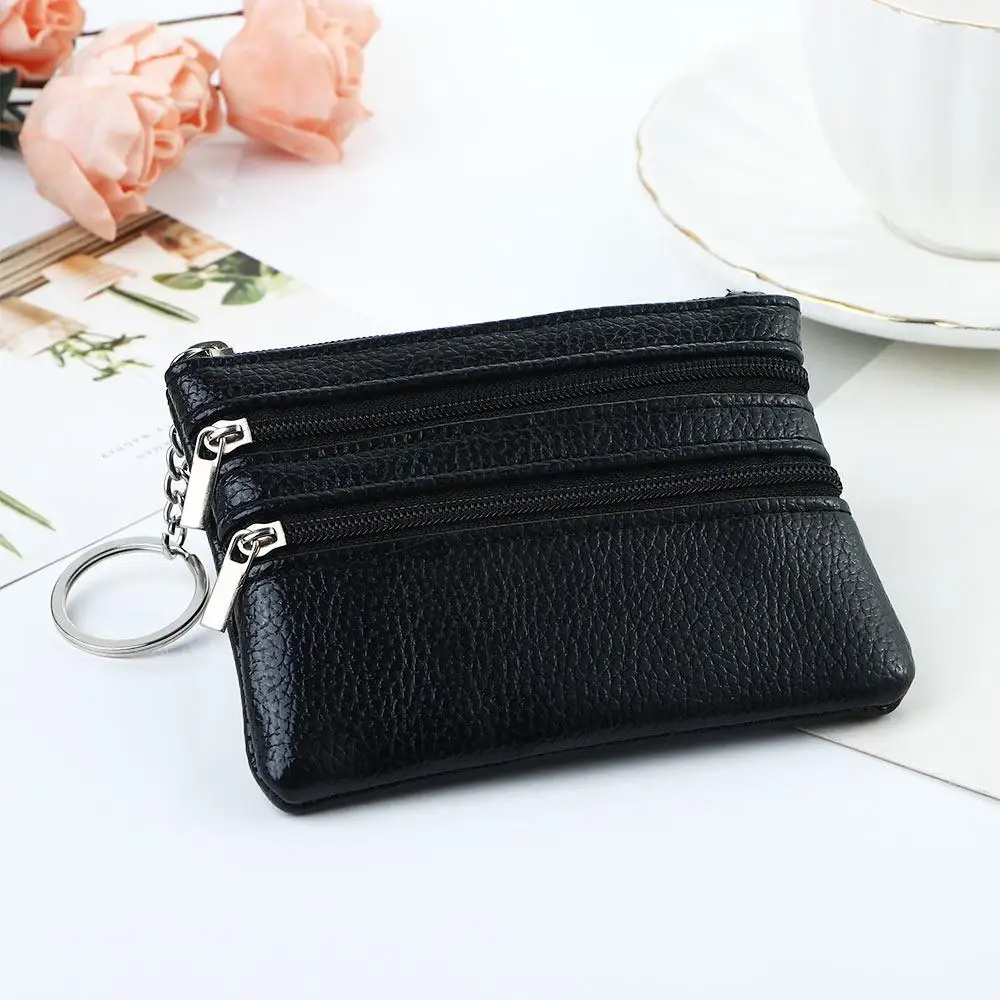 Simple Cute Zipper Multilayer For Girls PU Leather Women Coin Purse Korean Money Bag Small Purse Wallets Card Holder