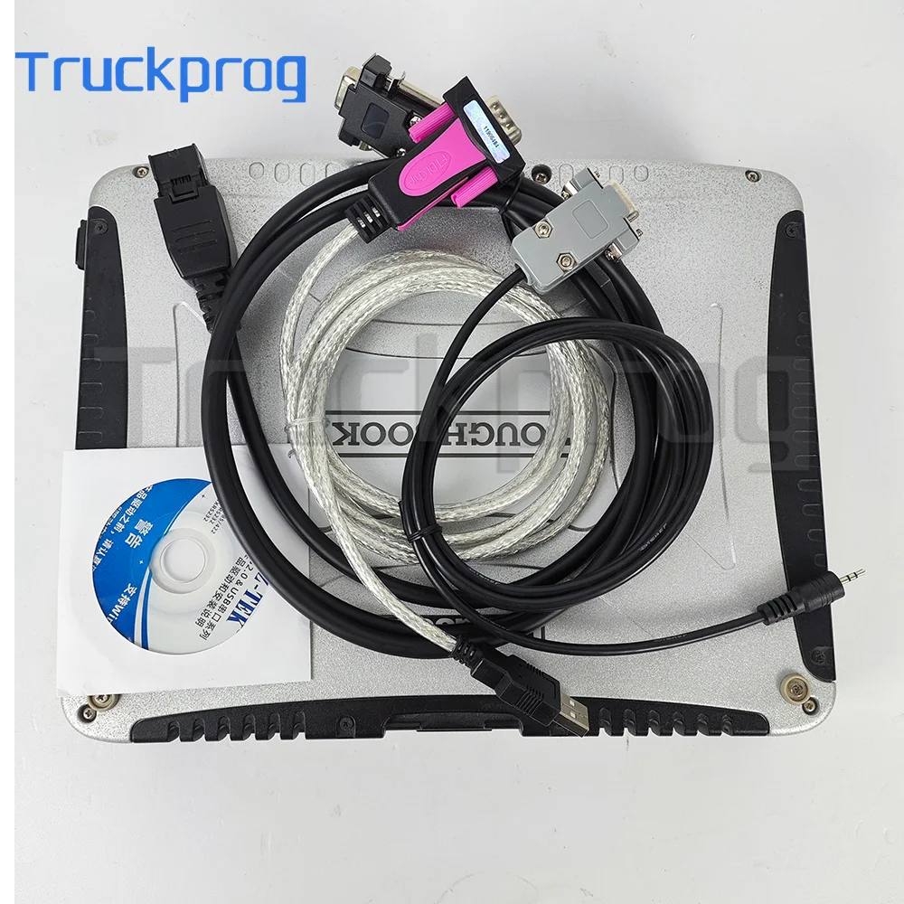 for CAT Forklift 16A68-11320 12 Pin + 16A68-00800 Round Pin + USB Cables for Lift Truck Scanner Tool+CF19 Laptop