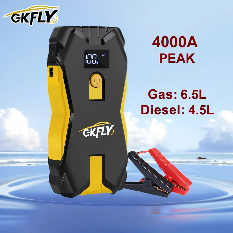 GKFLY 3000A/4000A 차량 점프 스타터 휴대용 12V 가솔린 디젤 시동 장치 케이블 휴대용 파워 뱅크 차량 배터리 버스터