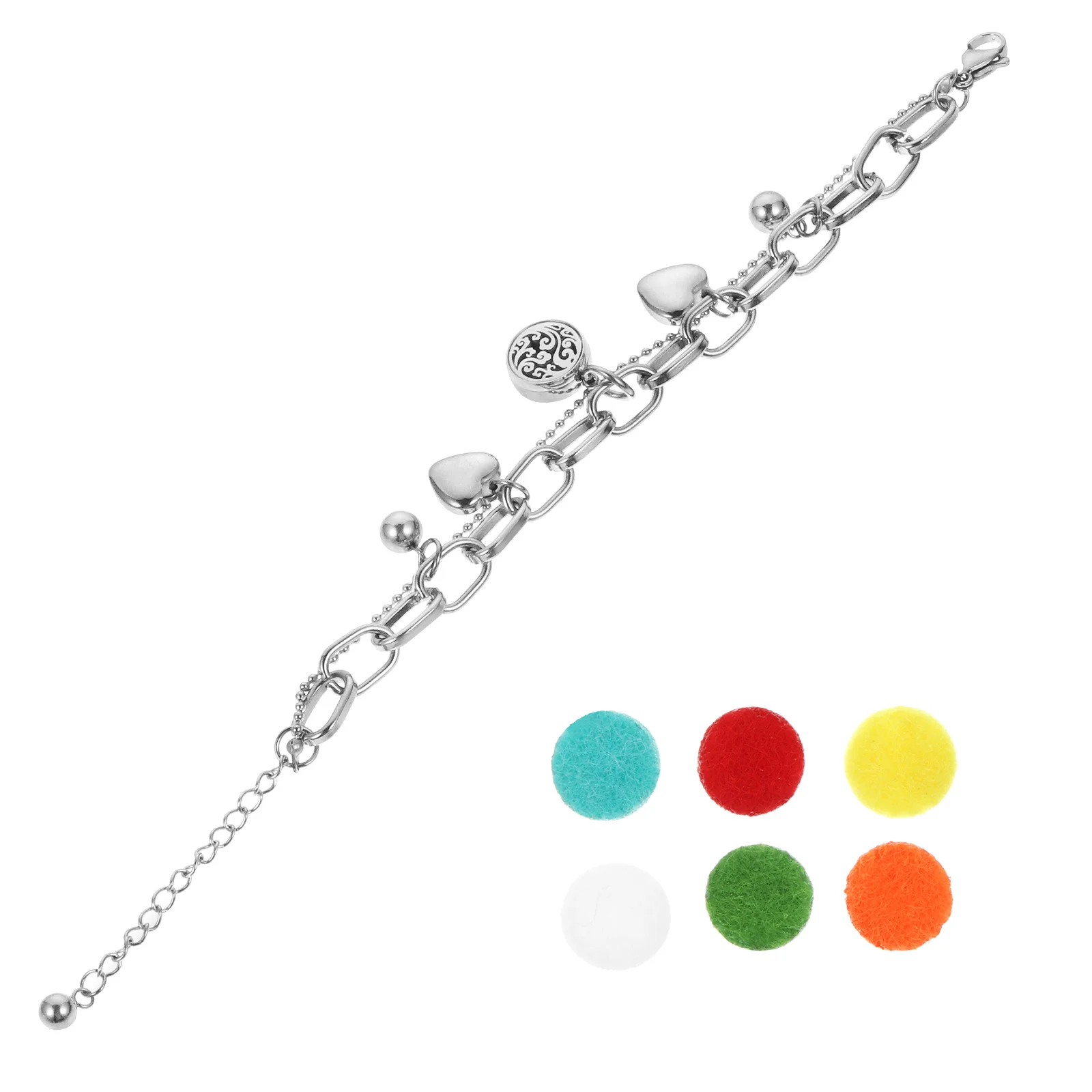 

Heart-shaped Aromatherapy Bracelet Women Titanium Steel Adjustable Chain Essential Oil Core Easy Wear Fashion Hip-hop Jewelry