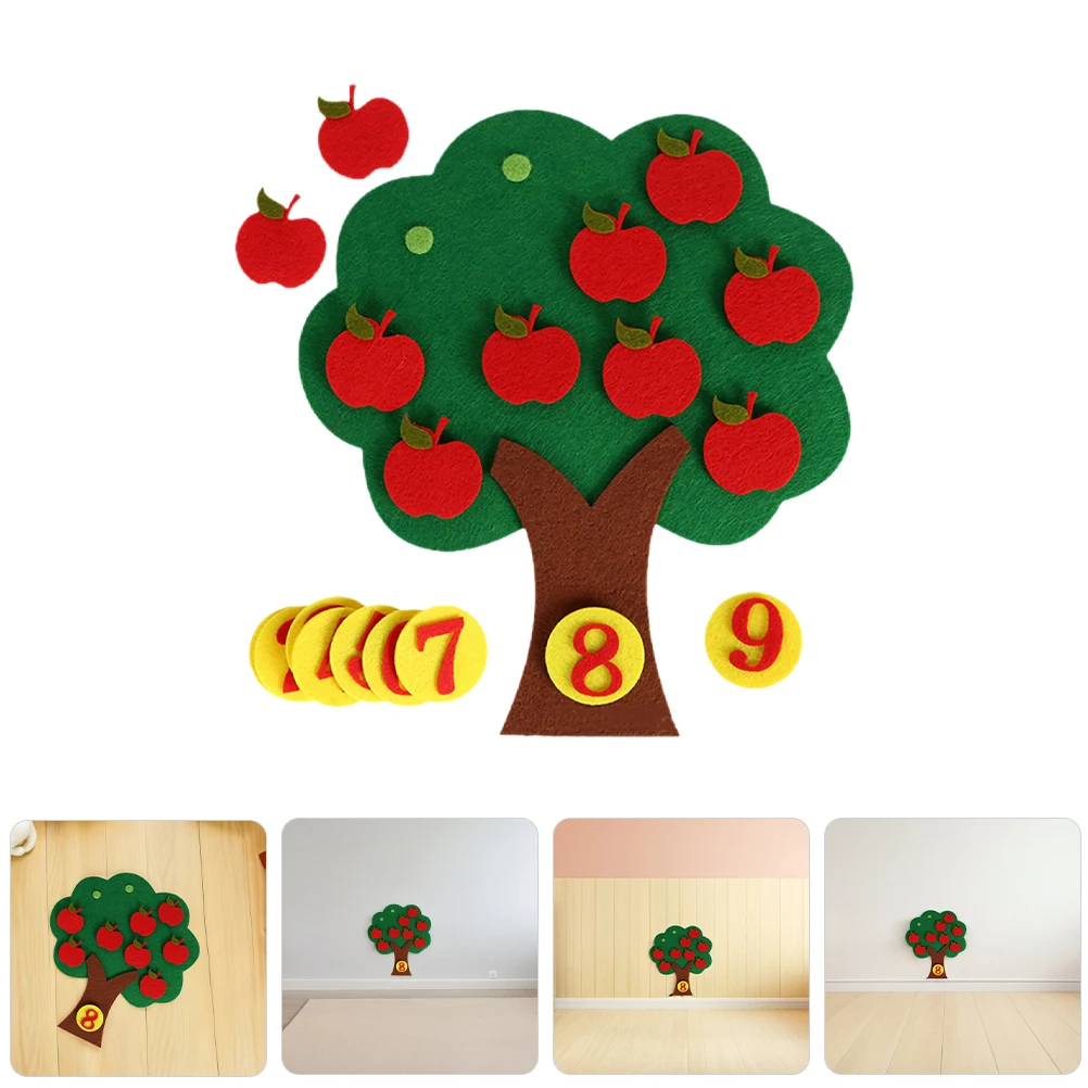

5 Sets Kindergarten Math Apple Tree Teaching Aid Counting Number Puzzle Preschool Felt Numbers Tree Matching Game Classroom