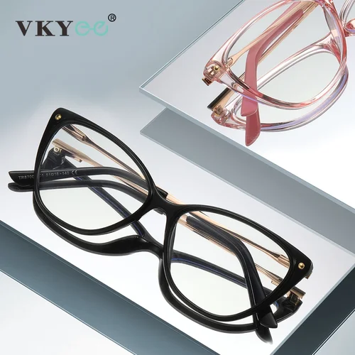 Imagen 2 del producto VKYEE gafas clásicas de ojo de gato con montura Simple, multifocales progresivas, antiluz azul, prescripción fotocromática personalizable 87008