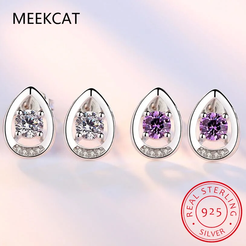 Pear Natural Purple Amethyst 925 Sterling Silver Waterdrop Stud Earring for Women Fashion Gemstone Jewelry Brincos de Prata - view 2