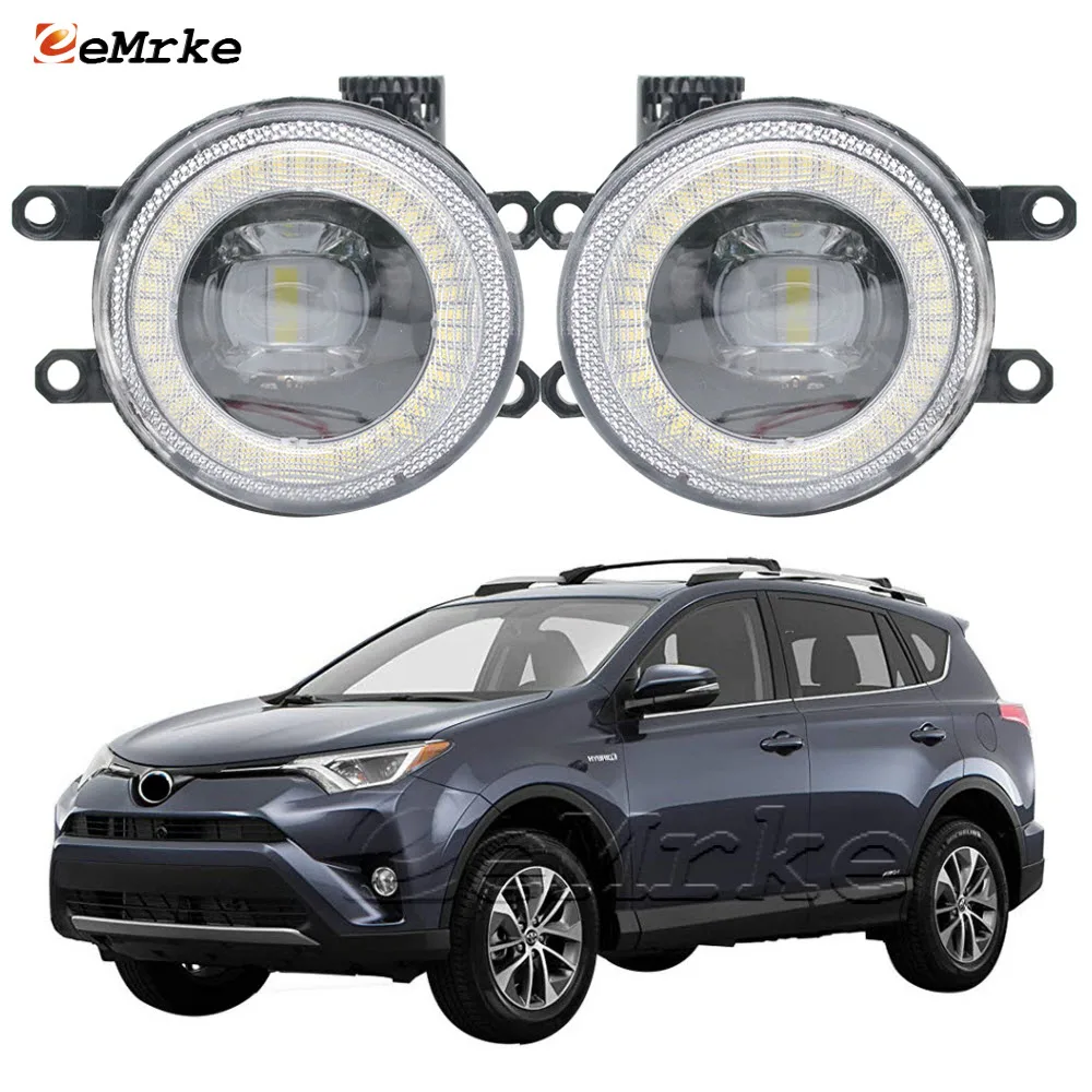 

LED Fog Lights for Toyota RAV4 RAV 4 XA4_ Post-facelift 2015-2018 Angel Eye DRL Ring Daytime Running Light Driving Lamp w/ Lens