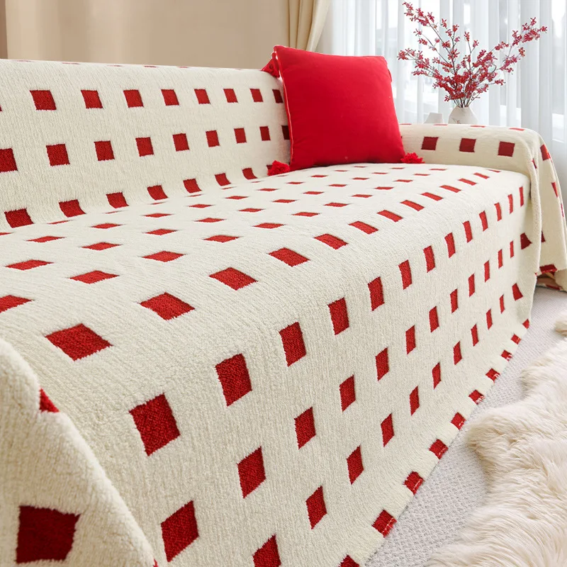 New Year's Plush Sofa Towel Cover Retro Non-slip and Anti-cat Scratch Sofa Cushion All-inclusive Universal Cover