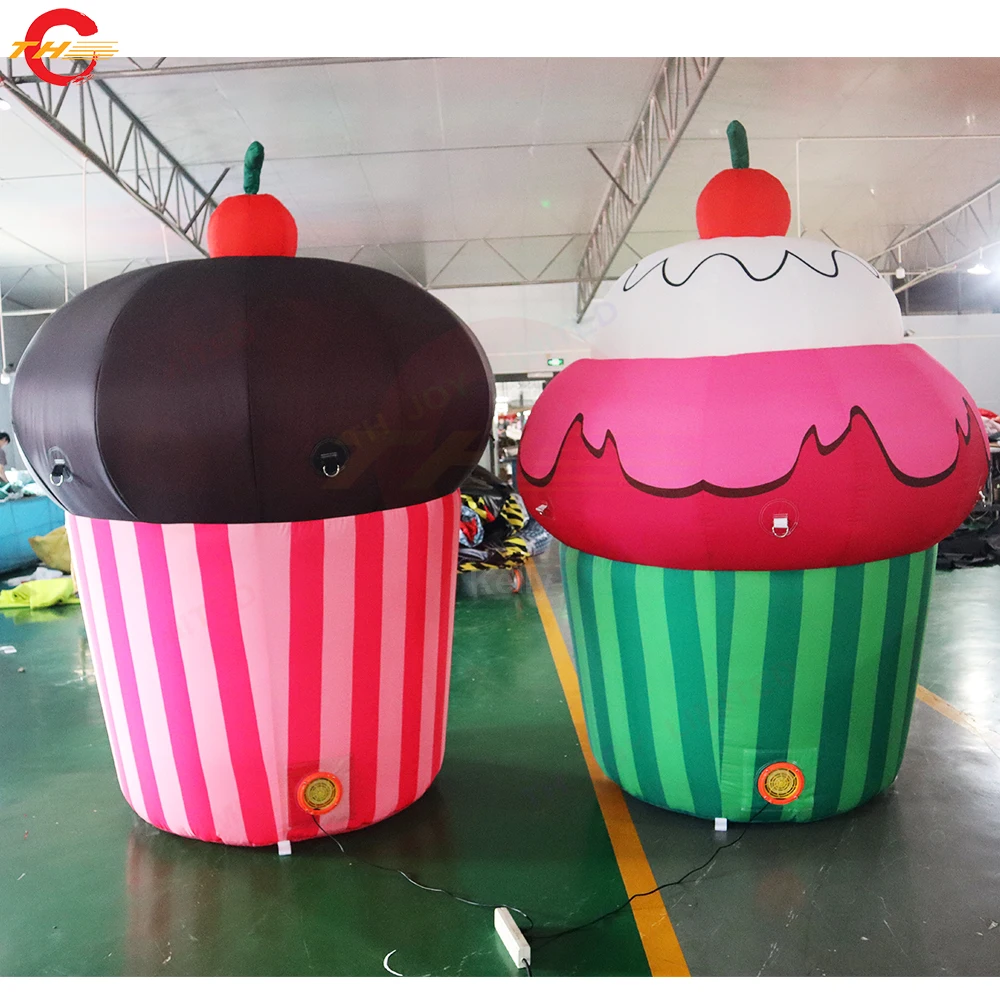 Free Shipping 2.4m High Oxford Inflatable Cup Cake Model Blow Up Ice Cream Snack Food Balloon for Outdoor Decoration with Blower