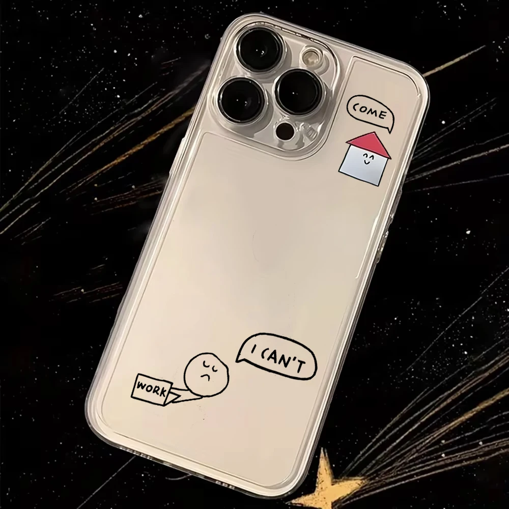 حافظة هاتف كارتونية لا تريد أن تذهب إلى المنزل للعمل لهاتف Tecno Spark Go 30C 10 Camon 40 Pova Pro itel S23 A70 4G 5G غطاء شفاف من البولي يوريثان الحراري #3