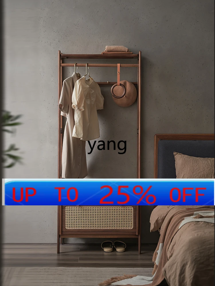 LMMM coat rack floor-to-ceiling bedroom solid wood hanger household multi-functional black walnut hanger