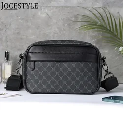 Men's Leather Crossbody Satchel Classic Pattern Business Sling Bags Male Casual Shoulder Crossbody Bag Small Square Plaid Bags