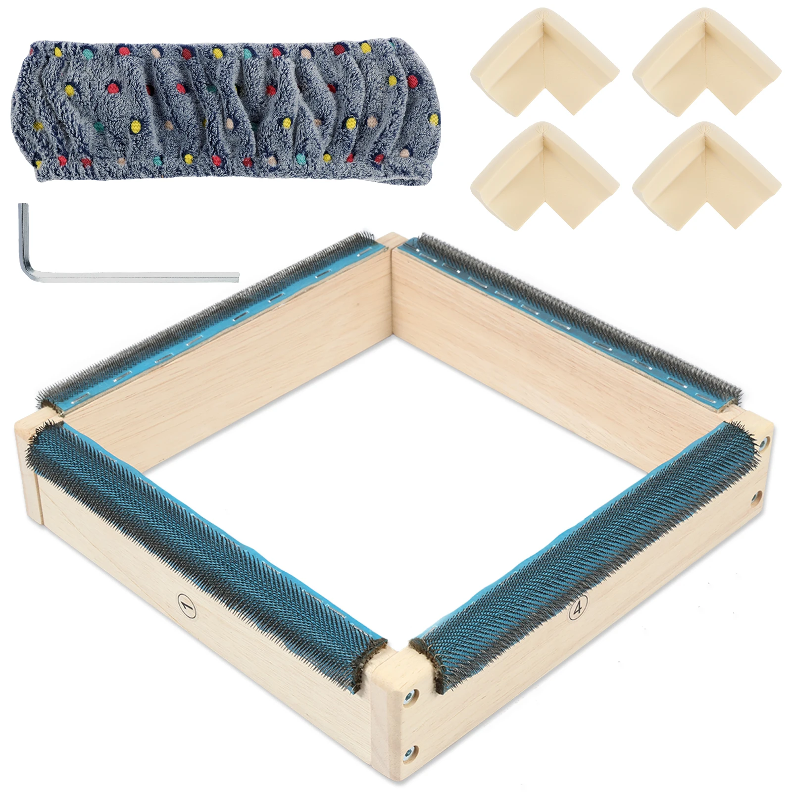 

Punch Needle Frame Square Embroidery Hoop Wood Gripper Strips with Needles DIY Sewing Cloth Painting Quilting Rug Tufting Frame