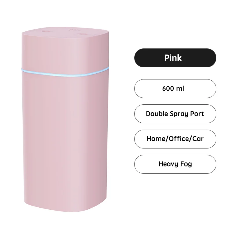 USB Air Humidifier Double Spray Port Essential Oil 600ml Aromatherapy Humificador Cool Mist Maker Fogger Purify for Home Office image 5