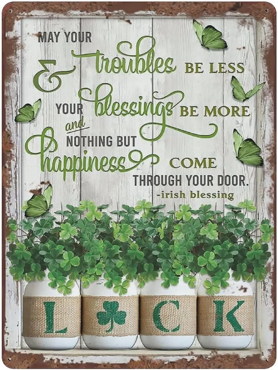Zomyto Irish Blessing - May You Troubles Be Less Your Blessings Be More Retro Tin Sign Motivational Quote Metal Sign Vintage