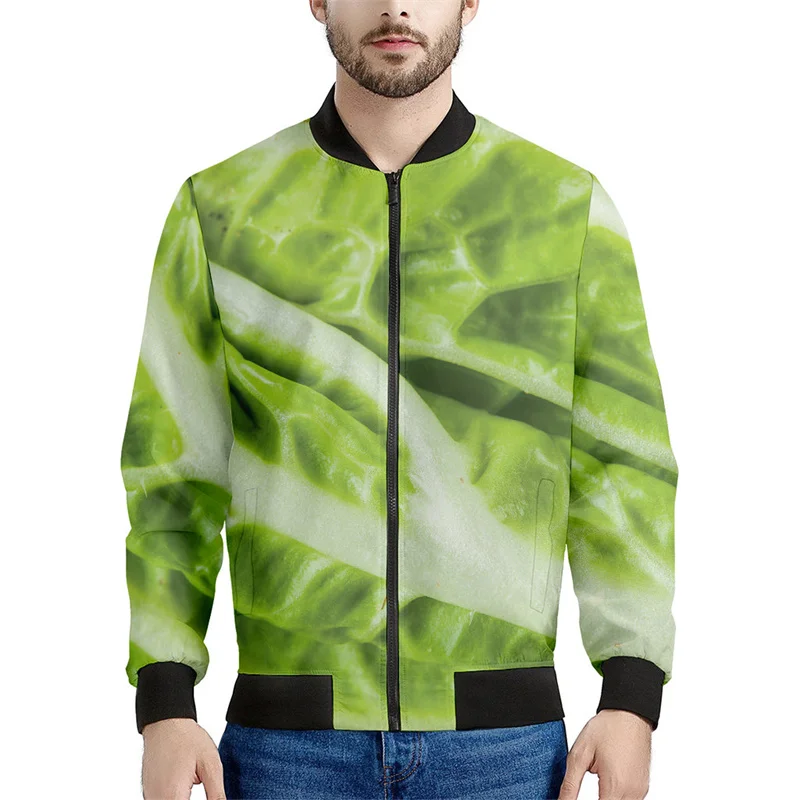 Cabbage Leaf 3d Printed Zipper Jackets Men Women Spring Autumn Sweatshirt Casual Loose Coat Long Sleeve Zip Up Bomber Jacket