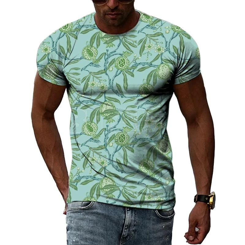 Vintage Plant Flower Men T-shirt Bohemian Style Short Sleeve Casual T Shirts 3D Print Harajuku Trend Summer Outdoor Men's Tees