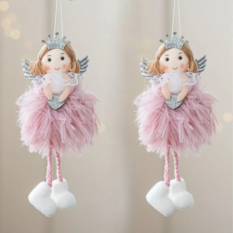 

New Year Gift White Pink Christmas Angel Doll Tree Ornament Xmas Decoration for Home Natal Navidad Cute Holiday Gift Decor