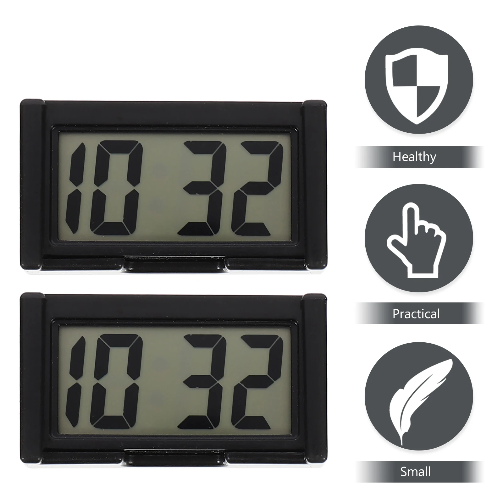 

2 Sets Car Dashboard Clock Digital Adhesive Automotive Durable Plastic No Burrs Long Lasting Practical Gifts Vehicle Clock