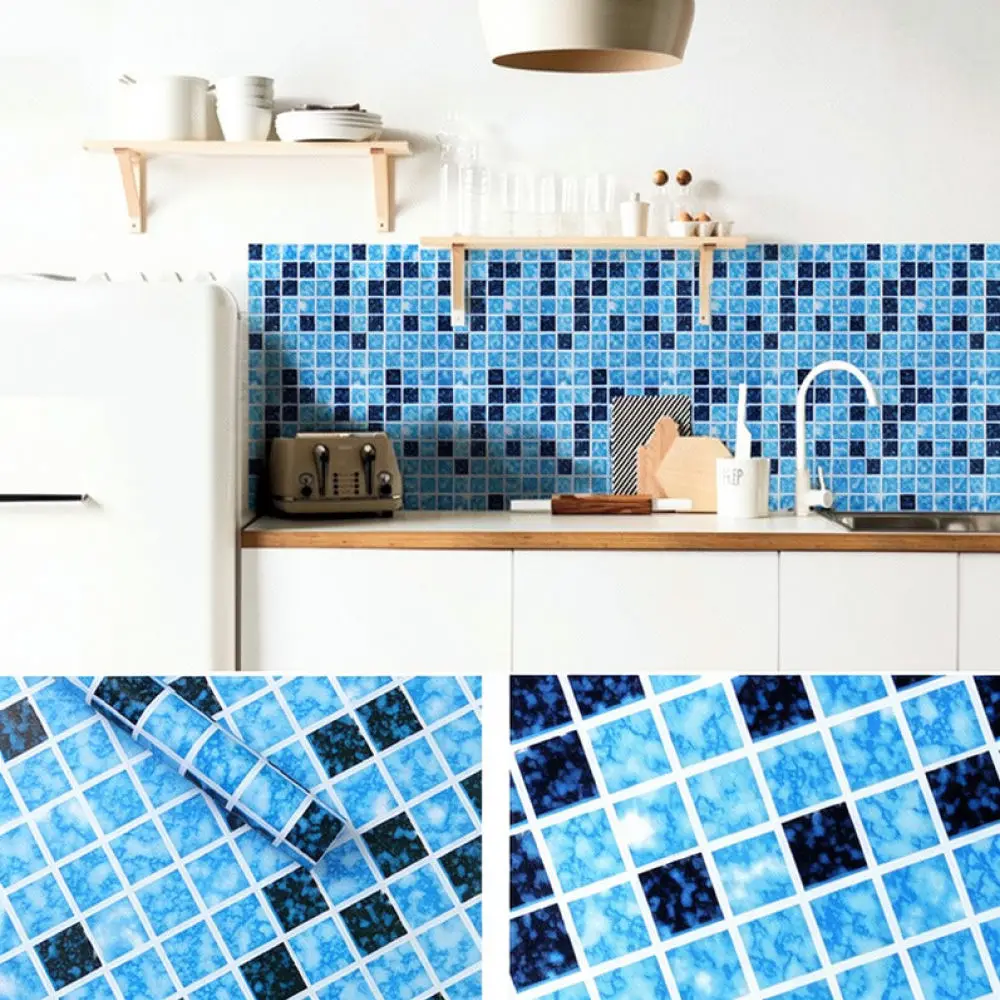 Waterproof Mosaic Pattern PVC Wallpaper Self Adhesive Wall Sticker For Kitchen Bathroom Cabinet Renovation Decoration