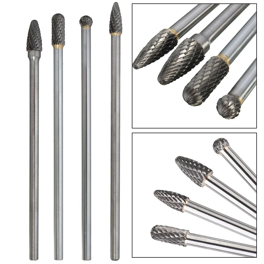 4Pcs/Set 150mm Burrs Aluminum Cylinder Head Porting Tungsten Carbide Porting Polishing Tool 6mm Shank Electric/pneumatic Tools