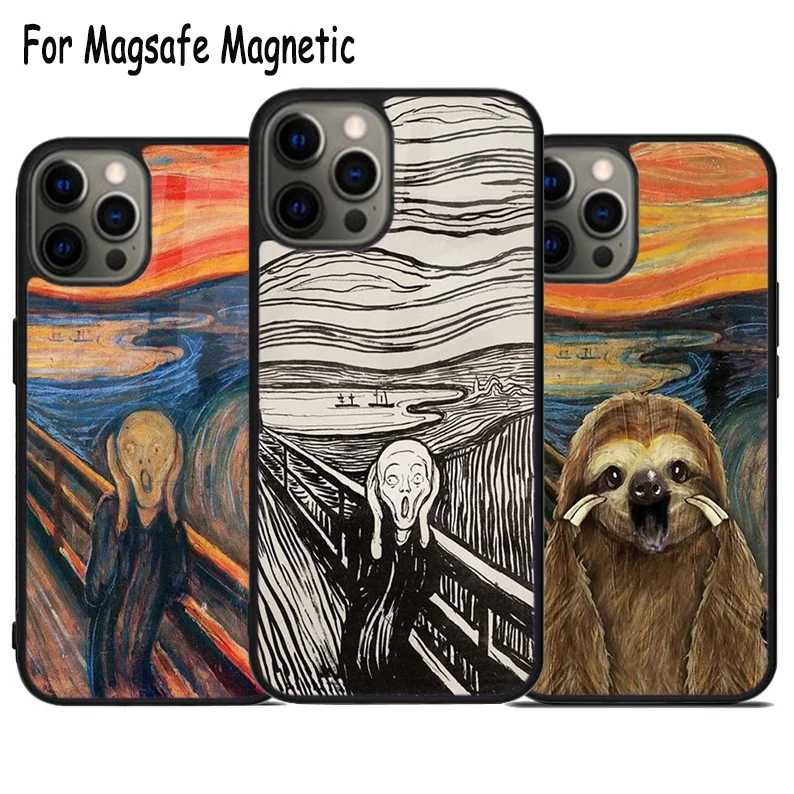 The Scream By Munch Wireless Charge Magsafe Phone Case For iPhone 15 16 14 13 11 12 Pro Max Plus Magnetic Bumper Cover