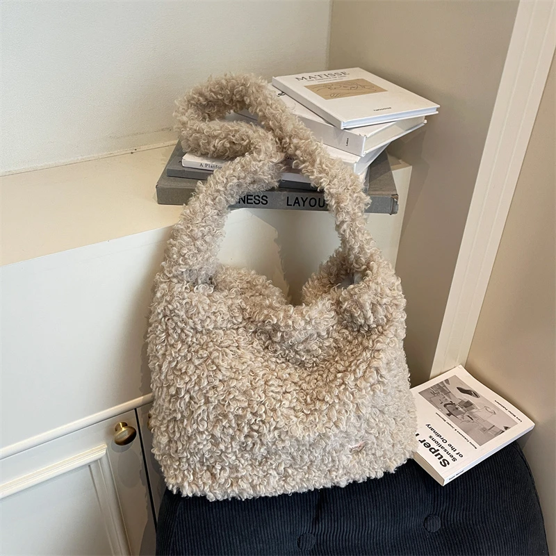 

Сплошные бархатные сумки на плечо, большая вместимость, осень-зима 2025 г., Лидер продаж, женские сумки, универсальные повседневные сумки через плечо