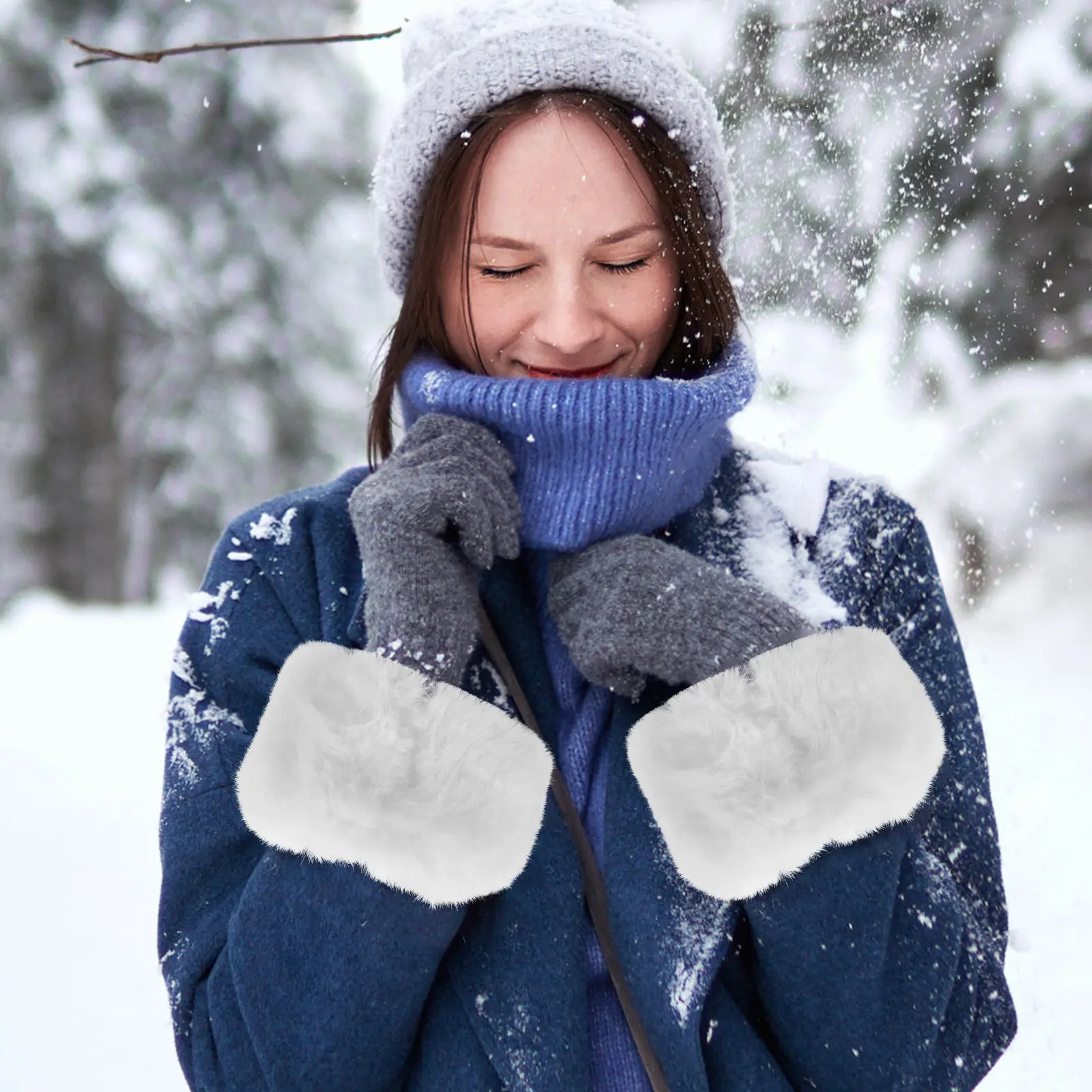 

Пушистые нарукавники-грелки для рук женские зимние из искусственного меха для манжет