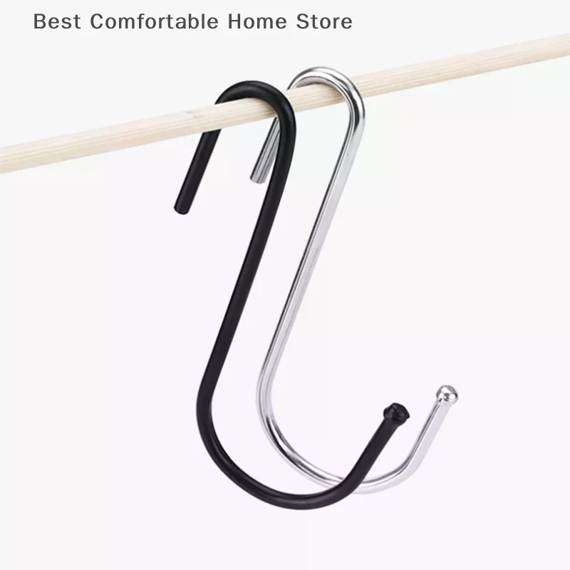 10PCS Multifunctional S-Hooks Stainless Steel Kitchen Bathroom Hanging Rack For Plants Bags Towels Storage Space Saver