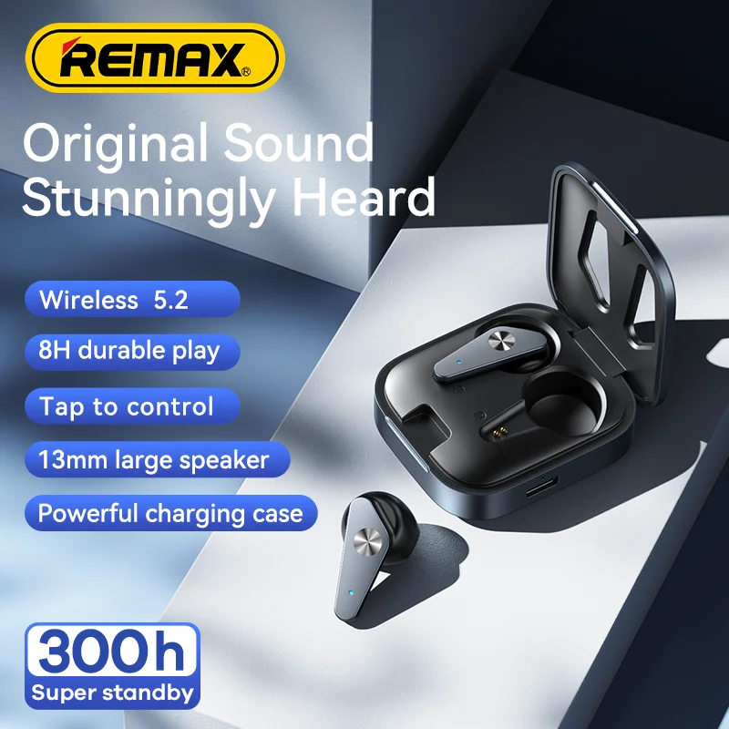 Remax TWS-48 Ultra-thin Metal True Wireless Stereo Earbuds for Call and Music Bluetooth 5.2 Hifi Earphone