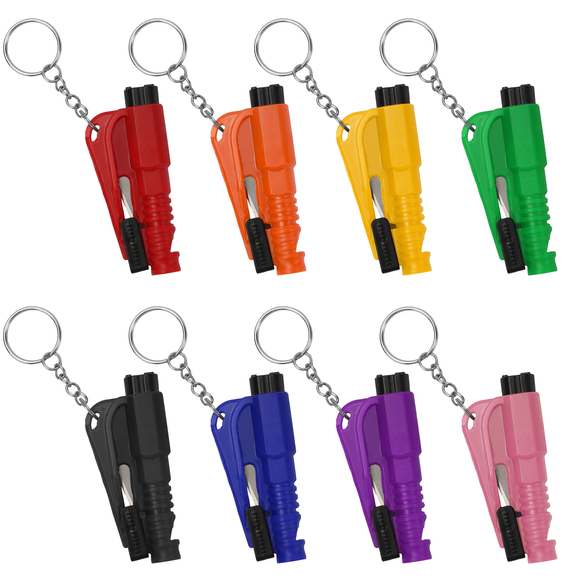 8 STKS Autoruitbreker Tool Sleutelhanger 3 in 1 Glasbreker en Veiligheidsgordel Cutter Survival Fluitje Emergency Auto Escape Tool