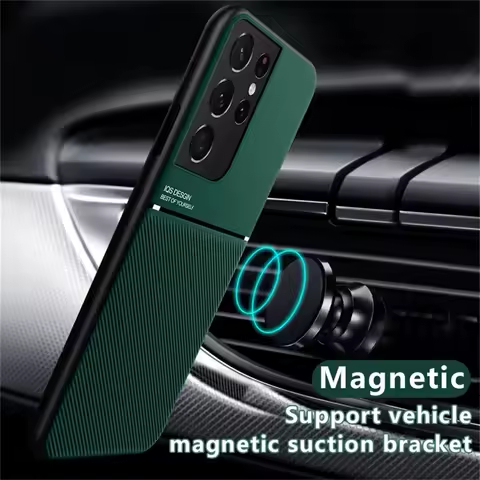 Magnetic Leather Texture Cover for Samsung Galaxy S25 S24 S23 S22 S21 S20 FE Ultra S10 S9 S8 Plus Soft Built-in Magnet Case Etui