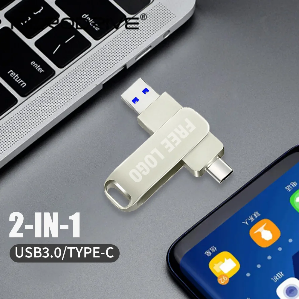 แฟลชไดร์ฟ USB Type-C 2IN 1 USB 3.0แฟลชไดร์ฟ USB แฟลชไดรฟ์ปากกา OTG 32GB 64GB 128GB 256GB