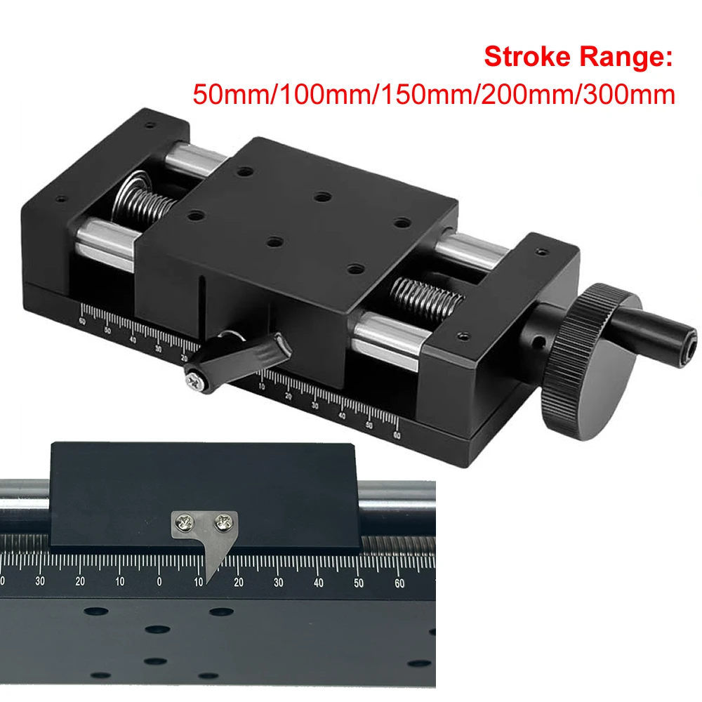 Effective Stroke 50mm 100mm 150mm 200mm 300mm Aluminum Alloy Sliding Table Rail Linear Stage Transport Guide Platform 80*80mm