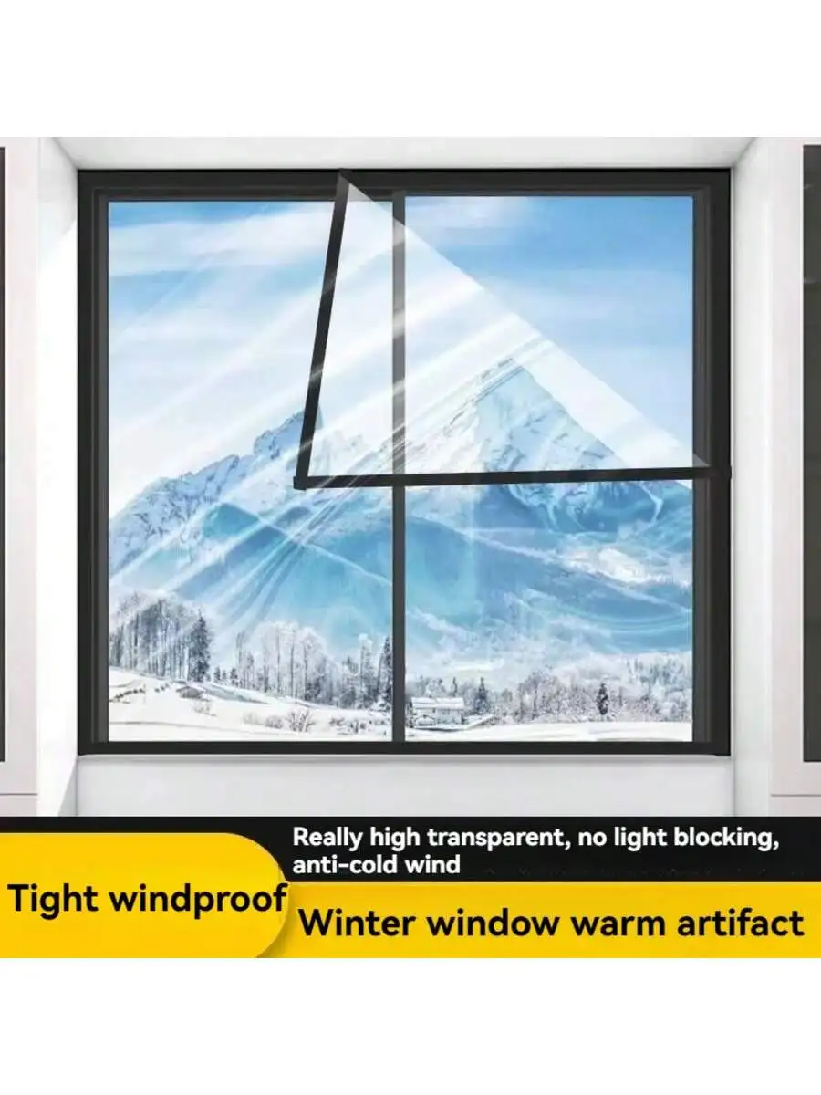 Winter windproof and thermal insulation film seals doors and windows with cold strips to prevent air leakage. The windows are ea