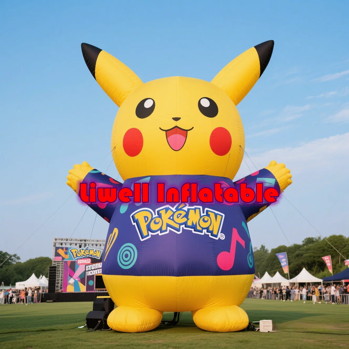 

Giant Inflatable Music Festival Pikachu Model Halloween Advertising Indoor Outdoor Inflatable Decoration For Event Party Display