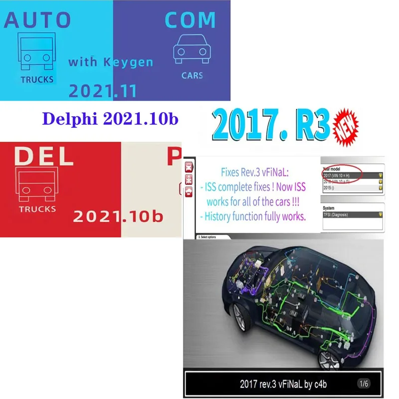 accesorios para auto software Autocoms 2021.11 +Delphis 2021.10b with keygen Delphis 2017.R3  for DS150E Diagnostic tools