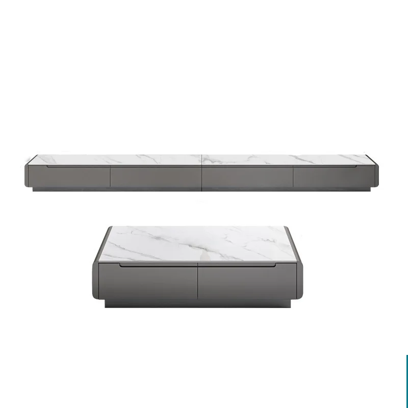 

New, solid wood, rock slab, coffee table, TV cabinet, combination, simple, modern, light luxury