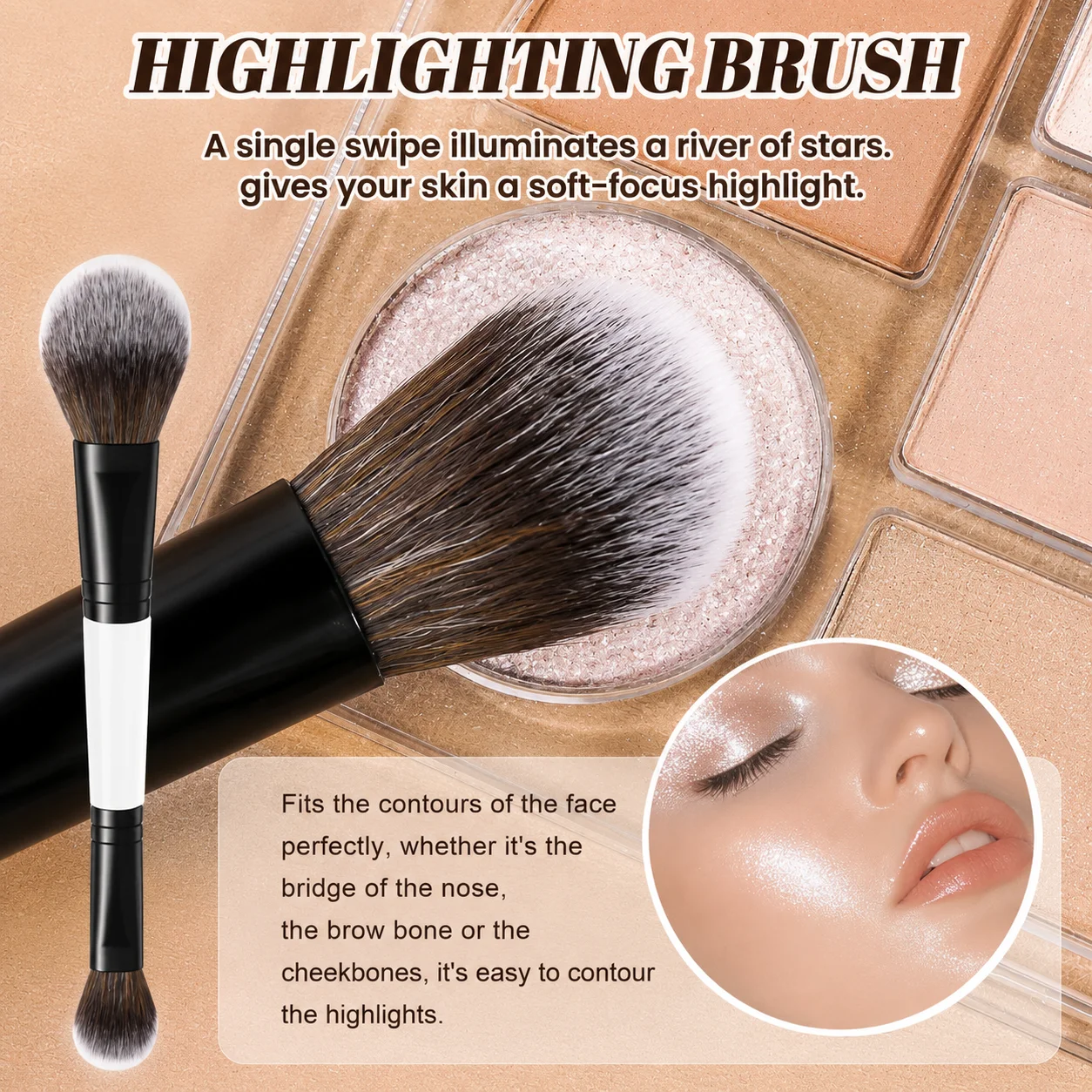 3-teiliges Gesichts-Make-up-Pinsel-Set, Foundation-Pinsel, Rouge-Pinsel, Concealer-Pinsel, weiche Borsten, täglicher Gebrauch, Geschenk für Frauen, Kabuki Make – Detail 8