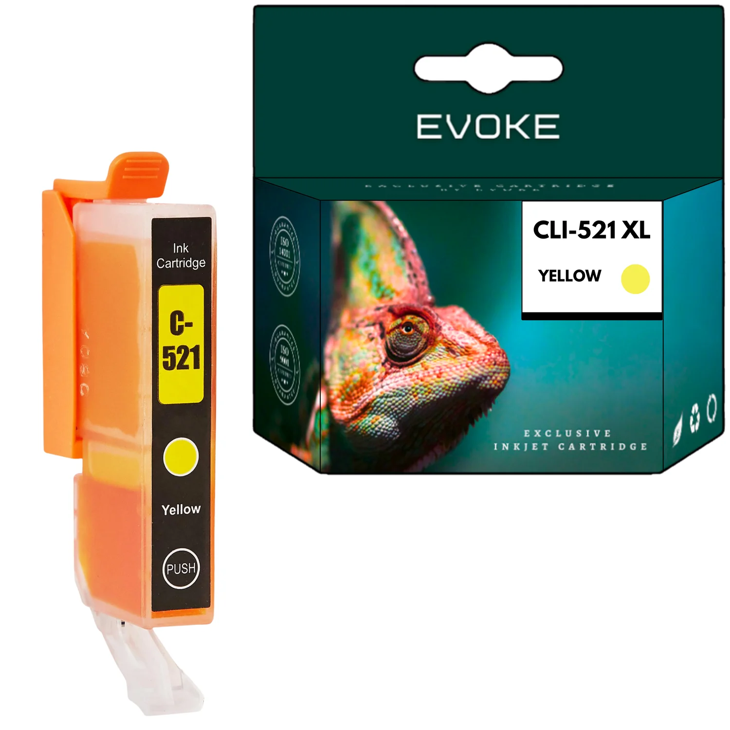 Evoke Compatibele Inkt voor Canon Cli-521 2936B Cli521Y Geel 10,5 ml 510 Pagina's Pixma Ip3600 Ip4600 Ip4700 Mp540 Mp550 Mp560 Mp620 Mp640