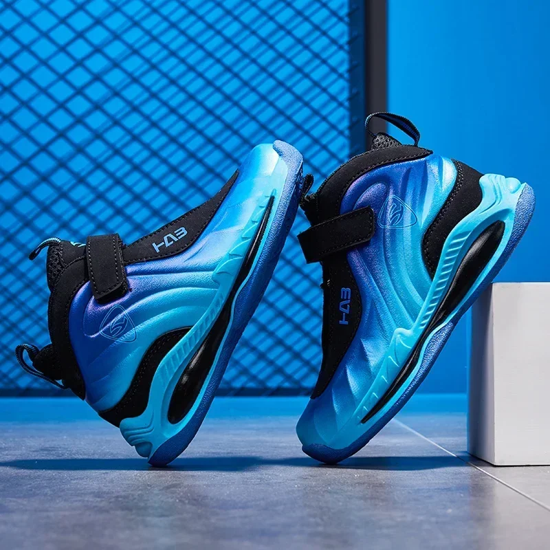 

Трендовая крутая детская обувь, кожаные легкие дышащие кроссовки для мальчиков и девочек, баскетбольная обувь, нескользящие детские уличные кроссовки